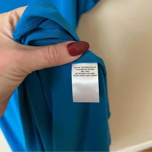 Robbie Bee Bright Royal Blue Short Sleeve Crewneck High Low Dress Size 1X - Picture 3 of 5